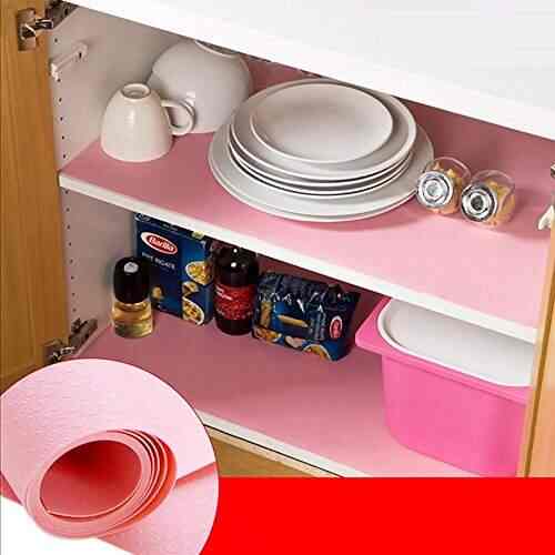 Pink Igemy 5x150cm Oil Resistant Kitchen Drawer Mat Shelf Liner