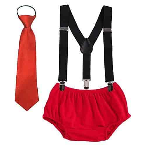 Baby Boys Suspenders Cake Smash Outfits Bloomers Necktie Bowtie Adjustable Y Back Clip Tie Kids 1st Birthday Clothes set