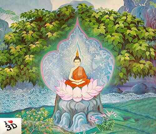 Buy 3d Lord Buddha Meditating Under Bodhi Tree Wall Paper Print