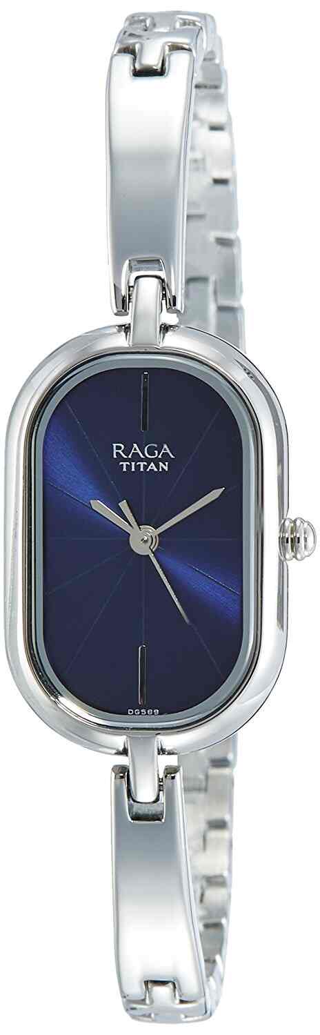titan raga analog blue dial women's