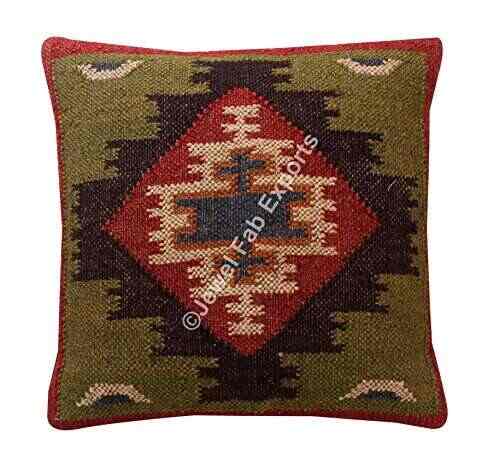 Indian Pure Jute Cushion Cover Handwoven Kilim Pillow Covers Vintage Rug Cushions 18 X18 Hand Washable With Cold Water Sofa Back Features Price Reviews Online In India Vintage Kilim Rug Cushions Covers