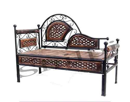 Shilpi Amazing Wroght Iron Wooden Dewan Seater Sofa Solid Wood