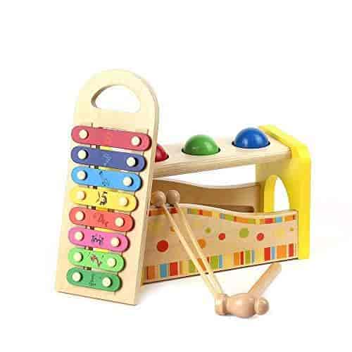 Joqutoys Wooden Pound Amp Tap Bench With Slide Out Xylophone