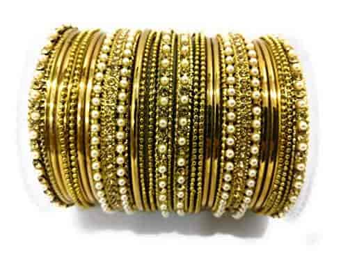 Buy Kanz Traditional Antique Bangles Chudiyan Churi Gold Plated With Topaz Pearl Set Of 22 Pieces For Women Girls Features Price Reviews Online In India Justdial Hare kanch ki chudiyan dance by snehanitin bhardwaj creations. buy kanz traditional antique bangles