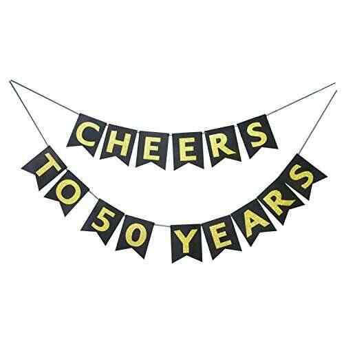 Buy Cheers To 50 Years Banner Happy 50th Birthday Party