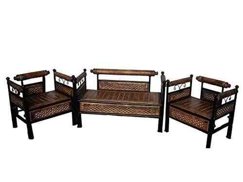 Worthy Wooden Wrought Iron Sofa Set 2 1 For Living Room Drawing Home Furniture Office Garden Gifting Items