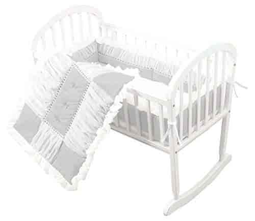 Baby Doll Medallion 3 Piece Cradle Bedding Set Grey Features