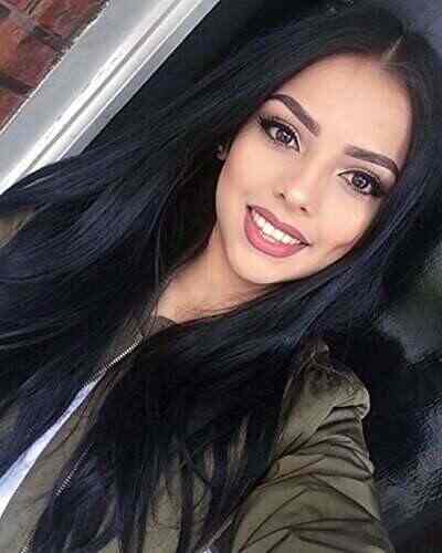 Forqueens Synthetic Long Straight Hair Wigs Black Color Full Wig