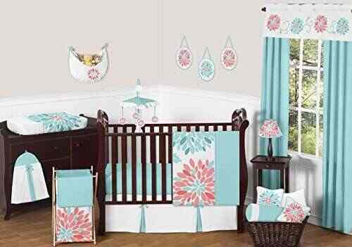 Unique Turquoise Blue And Coral Emma Baby Girls 11 Piece Floral