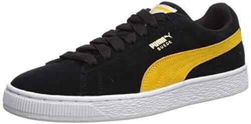 puma suede yellow white