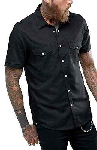 Buy Nxtskin Men S Cotton Solid Half Sleeves Shirt Black Small