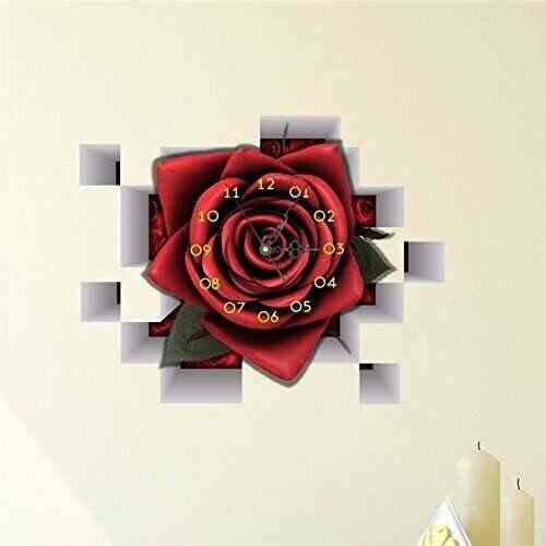 Buy Big Bazaar Bazaar Pag Sticker 3d Wall Clock Decals Red Rose