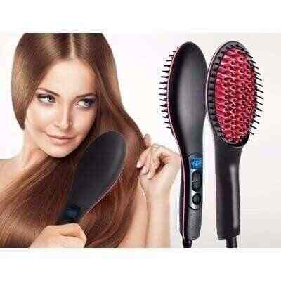 Isabella 2 In 1 Ceramic Hair Straightener Brush Black