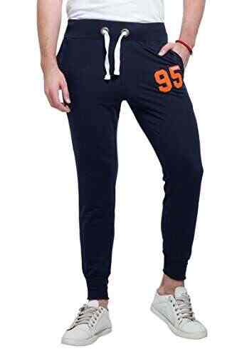 Buy Alan Jones Clothing Men Cotton Solid Joggers Track Pants Navy Small Features Price Reviews Online In India Justdial