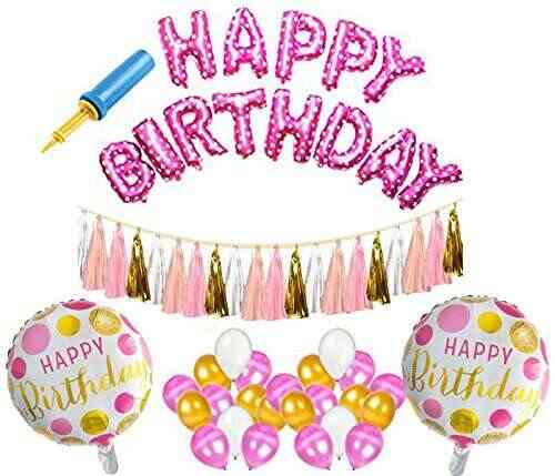 Buy Amfin Happy Birthday Foil Balloons With Matching Tassels