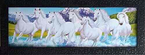 Buy Shree Handicraft Seven White Horse 7 Horses Wall Painting With