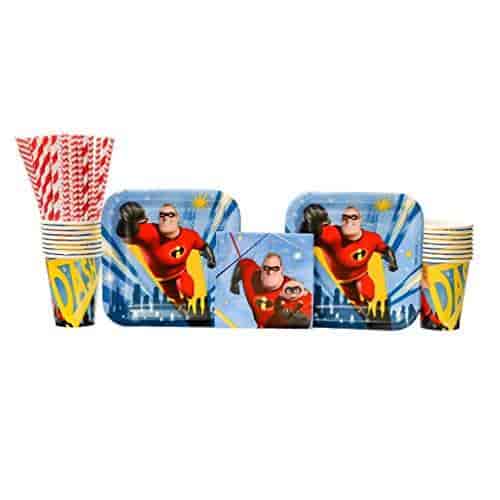 The Incredibles 2 Party Supplies Pack for 16 Guests Dinner Plates Straws Luncheon Napkins Table Cover and Cups The Incredibles 2 Party Supplies Pack for 16 Guests Dinner Plates Straws Luncheon Napkins Table Cover and Cups