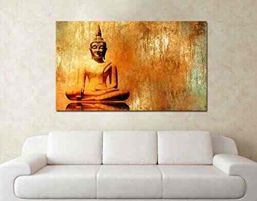 Buy Paper Plane Design Unframed Canvas Golden Lord Buddha Painting 32 In X 48 In Features Price Reviews Online In India Justdial