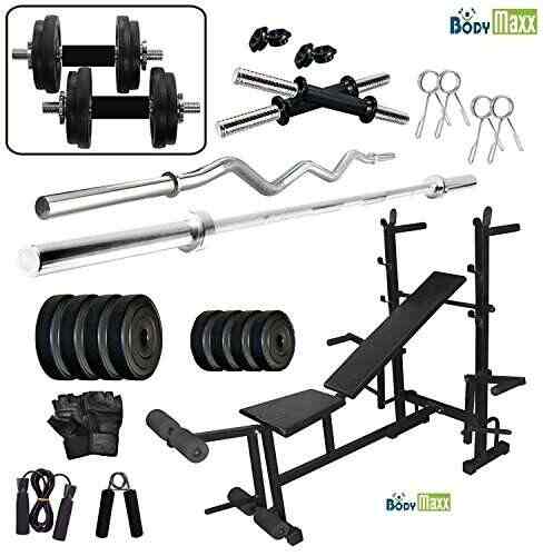 Buy Body Maxx 30 Kg Pvc Weight With Excercise 8 In 1 Bench Combo