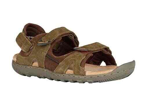 Buy Woodland Men S Olive Green Leather Sandals 7 Uk India 41 Eu