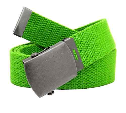 Boys School Uniform Silver Slider Military Belt Buckle with Canvas Web Belt