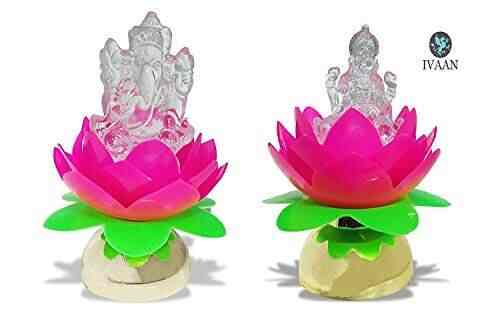Buy Ivaan Laxmi Ganesh Lotus Led Electric Gold Bulb Lights Diya