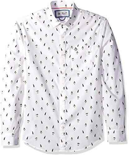 penguin print button down shirt