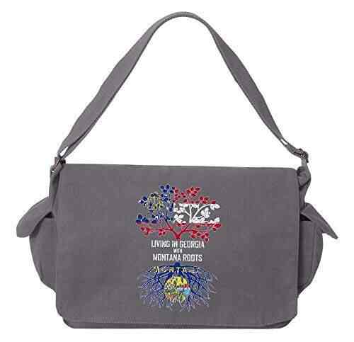 Tenacitee Living In Illinois with Montana Roots Grey Brushed Canvas Messenger Bag