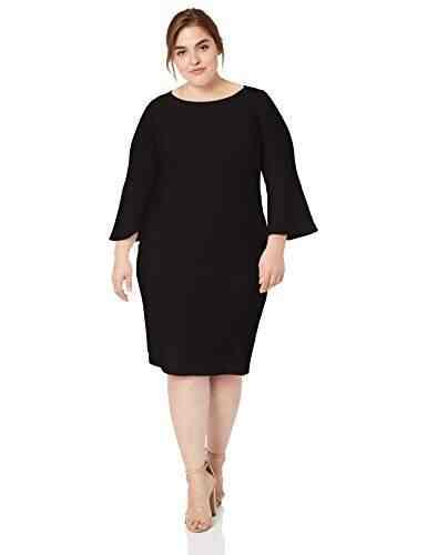 calvin klein black dress bell sleeve