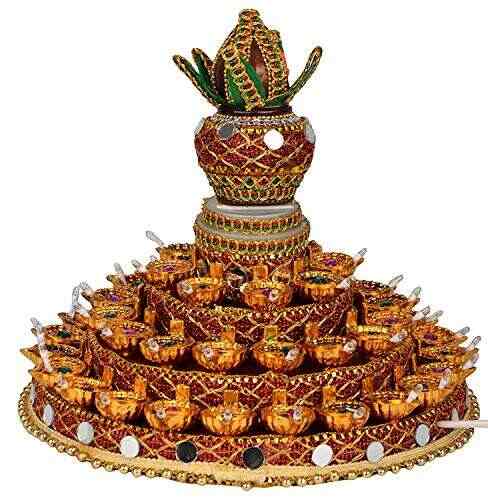 Klip2deal Rotating Kalash Diya With Electric Plug For Puja Pooja