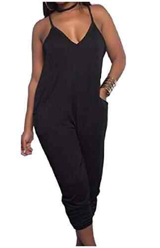 black pants romper with pockets