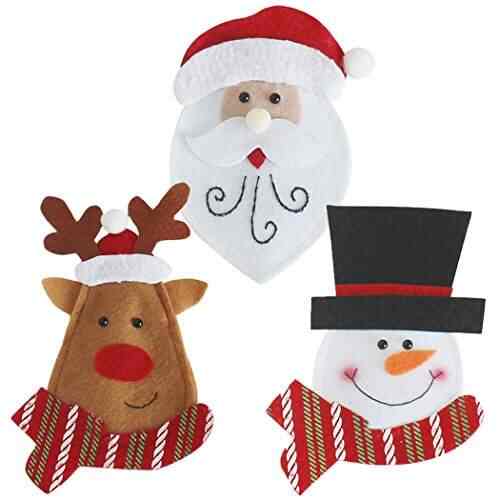 Funpa 3pcs Christmas Decor Santa Claus Snowman Moose Kitchen