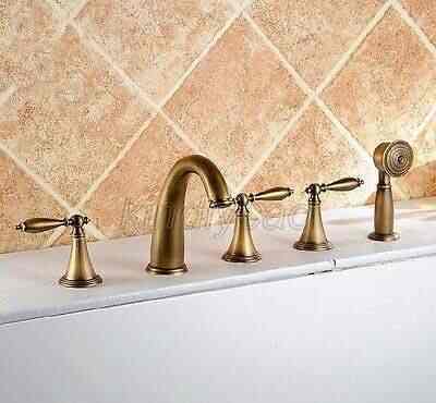 Buy Fidgetgear Antique Brass 5 Hole Bathroom Roman Tub Mixer