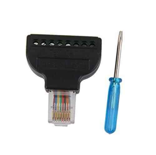 RJ45 Plug to AV 8 Pin Screw Terminal Adapter Block Converter Connector