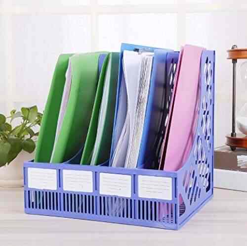 Sevia Multipurpose Plastic 4 Compartments File Rack Paper Holder Plastic 4 Compartments File Rack