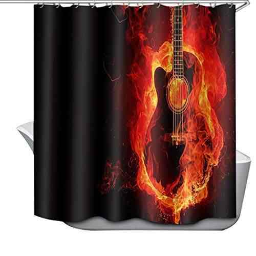 Outgeek Shower Curtain Creative Flaming Guitar Printed Bath For Bathroom Features Reviews In India Justdial Outgeek Shower Curtain Creative, Guitar Shower Curtain