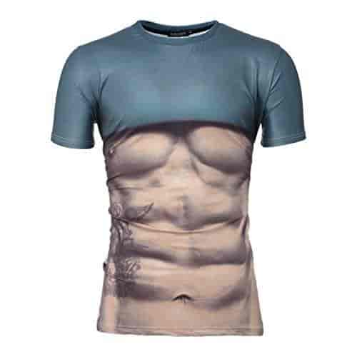 3D Printing Mens Fitness Elastic Short Sleeve T-Shirt Top Blouse