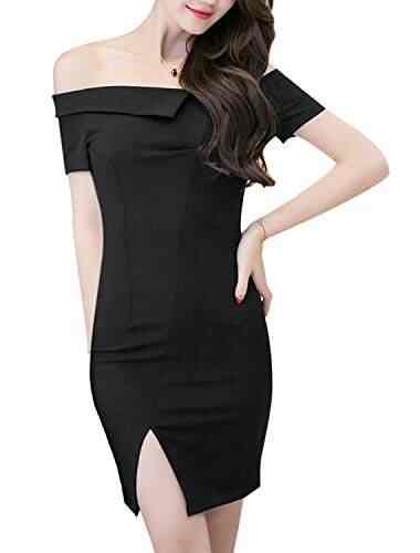 off shoulder wiggle dress