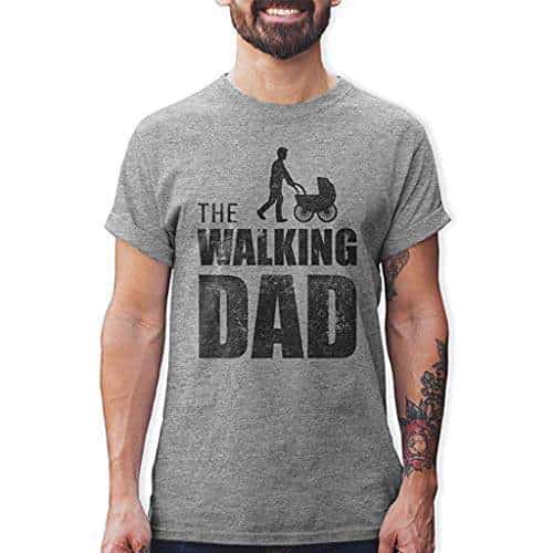 Mens Casual Printed Elastic Short Sleeve The Walking Dad T-Shirts Blouse Tops