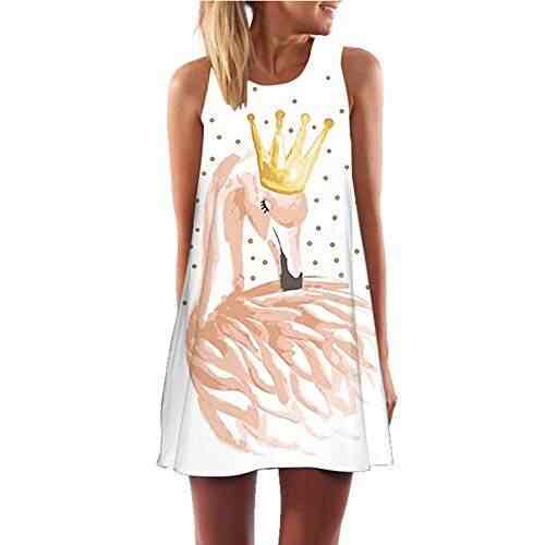 Dwayne C Women Flamingo Fl Letter Print Sleeveless Mini Fl Letter Print Sleeveless Mini