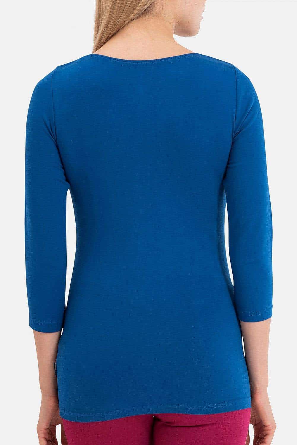 BEVERLY HILLS POLO CLUB Solid 3/4 Sleeve Boat Neck Tee Baltic Blue L