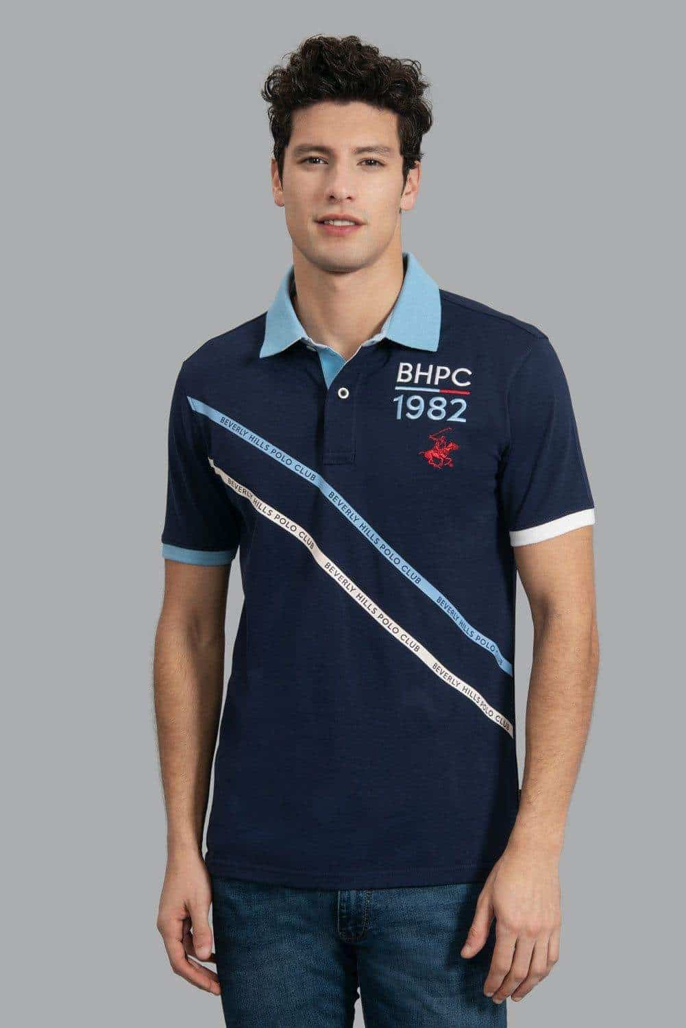 BEVERLY HILLS POLO CLUB Express Lane Polo T Shirt True Navy L