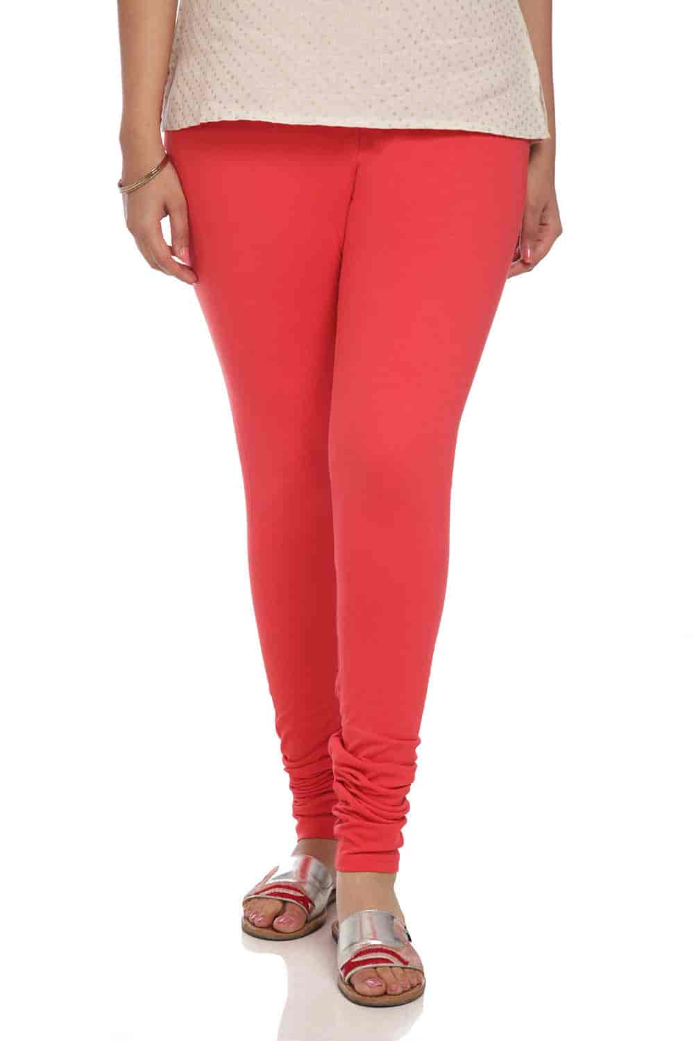 BIBA Cotton Knitted Churidar S (Deep Coral)