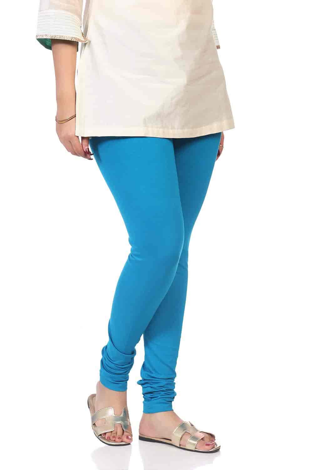 BIBA Cotton Knitted Churidar S (Deep Turquoise)