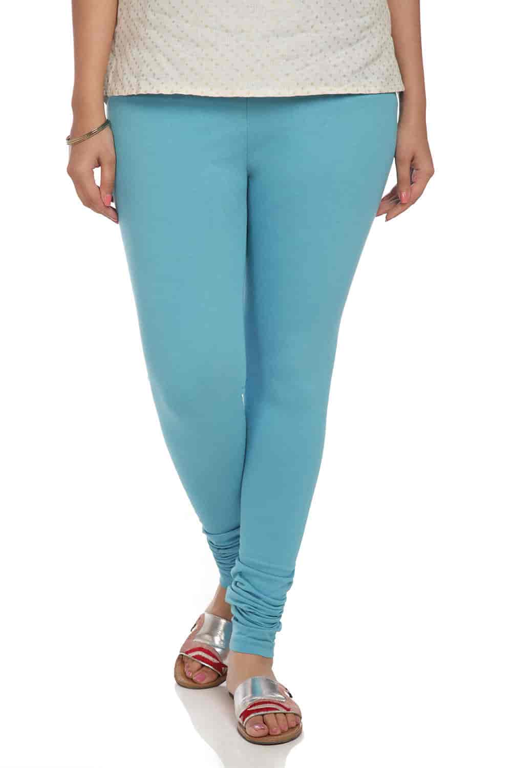 BIBA Cotton Knitted Churidar XL (Sky Blue)