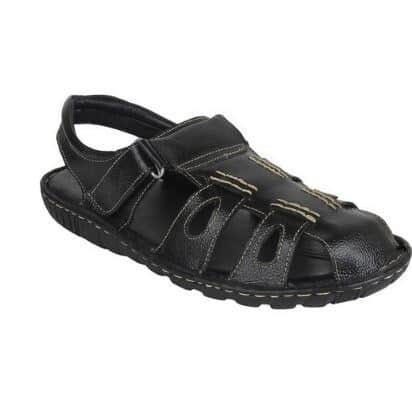 Chunky black leather sandals hot sale