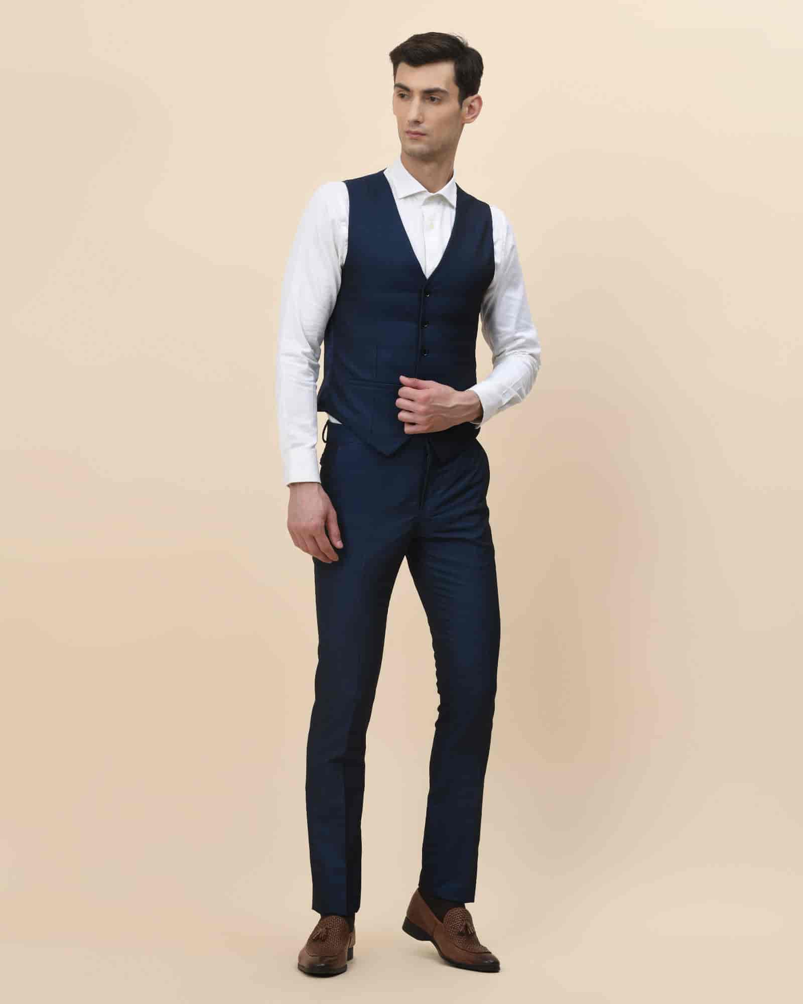 BLACKBERRYS Single Breasted Three Piece Slim Fit Suit - 38 - (NL-DO-SEDER3 BLUE)