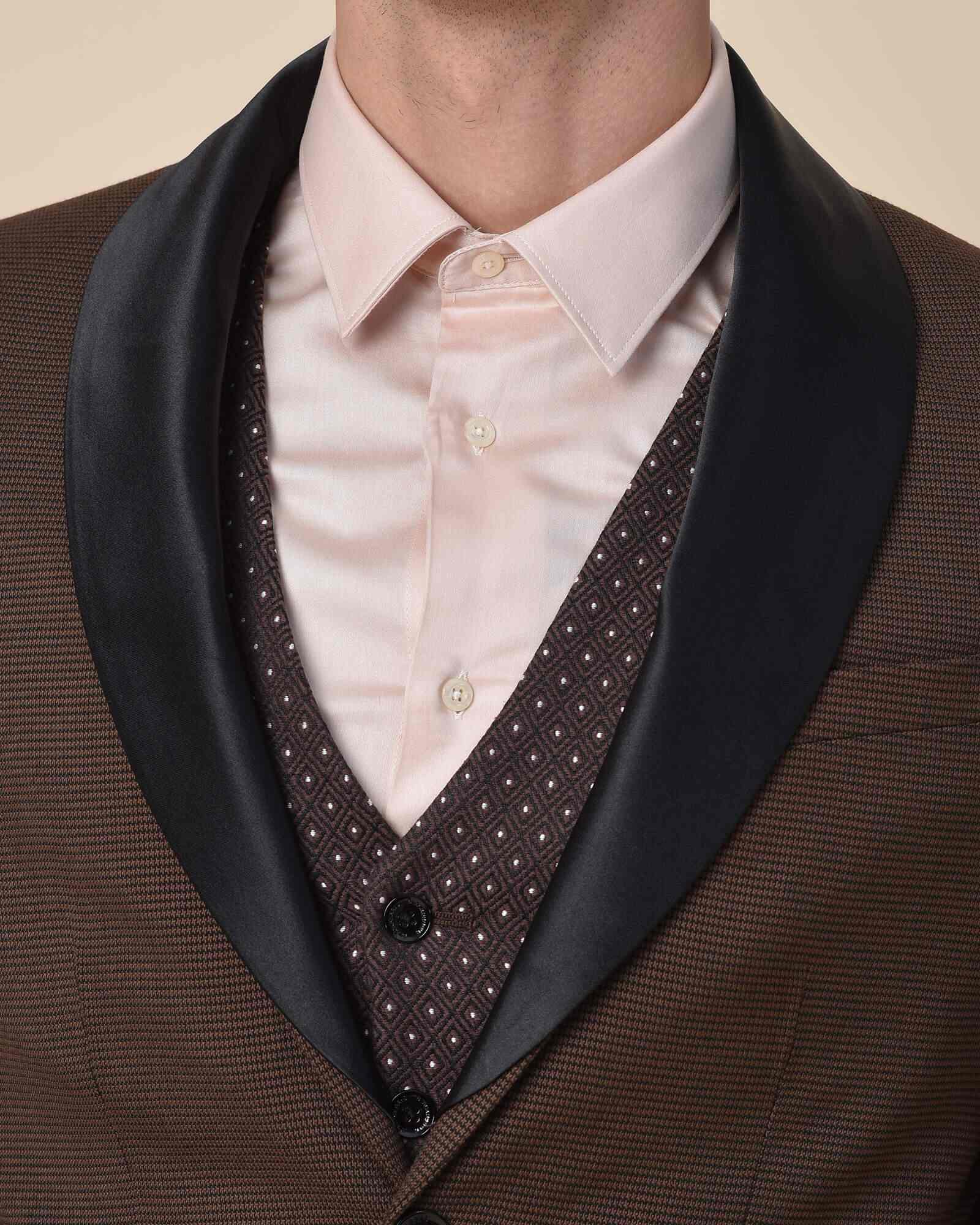 BLACKBERRYS Single Breasted Three Piece Slim Fit Suit - 38 - (NL-DO-WATSON3 BROWN)