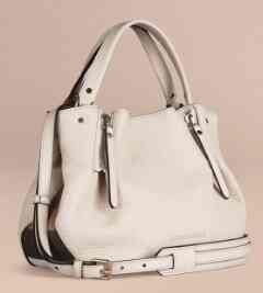 burberry small check detail leather tote bag