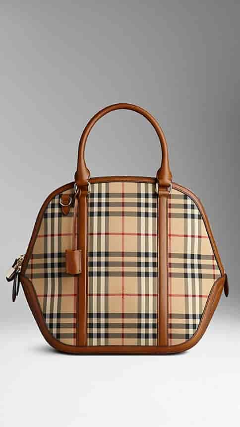 Burberry women's horseferry check and leather clutch bag honey tan clearance